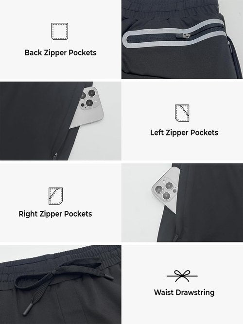 NORTHYARD Men's Joggers - Lightweight Athletic Pants with Zipper Pockets for Running & Workouts