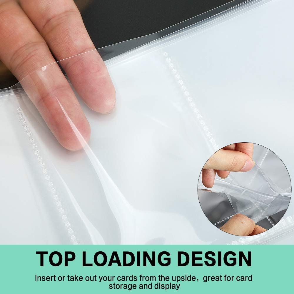 PANDRI 100 Pack Trading Card Sleeve Pages - 9 Pocket Storage for 3 Ring Binders | Durable & Clear
