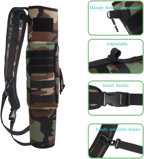 KRATARC Archery Back Arrow Quiver - Lightweight & Foldable Design with Molle System Pocket for Target Shooting & Hunting