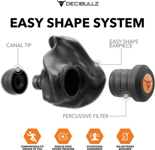 Decibullz Custom Molded Earplugs - 31dB NRR Hearing Protection for Hunting, Shooting & Swimming