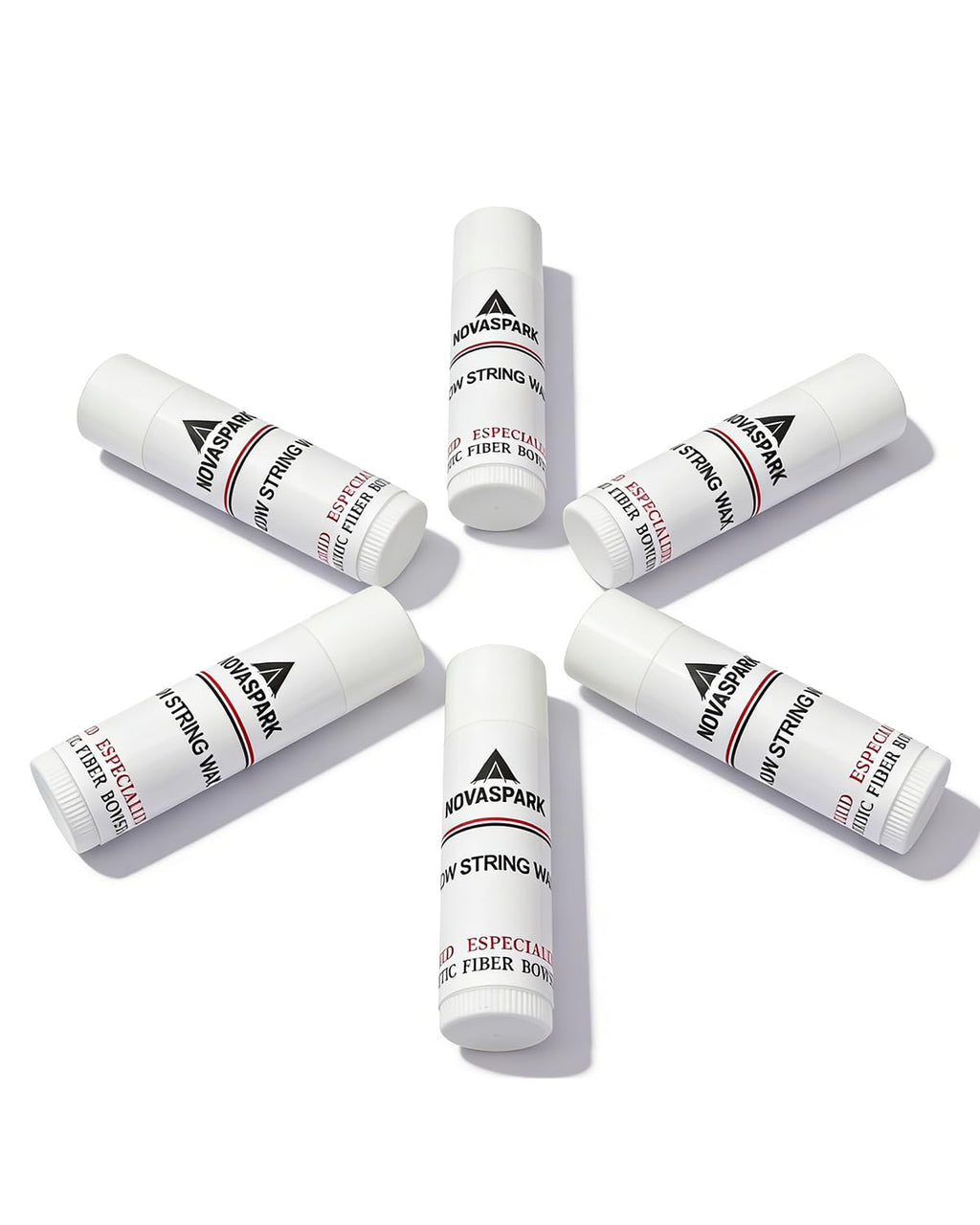 NOVASPARK 6pcs Archery Bowstring Wax Stick - Twist-Up Tube - Odorless & All-Weather Waterproof String Conditioner Kit for Crossbow Strings/Recurve/Compound Bow Essential Archery Accessories