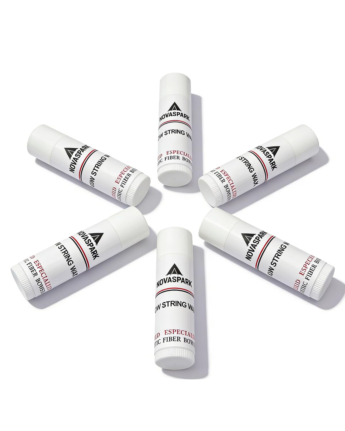 NOVASPARK 6pcs Archery Bowstring Wax Stick - Twist-Up Tube - Odorless & All-Weather Waterproof String Conditioner Kit for Crossbow Strings/Recurve/Compound Bow Essential Archery Accessories