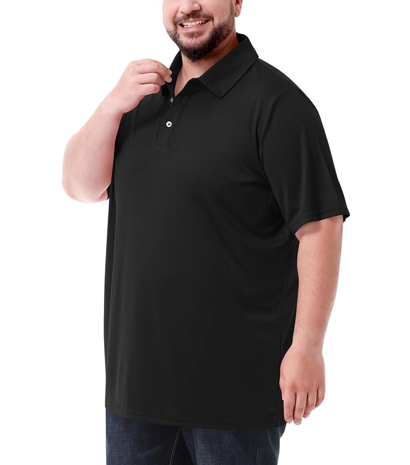 Men's Big & Tall Polo Shirt UPF 50+ Quick Dry Golf Shirt – Black, 6X-Large