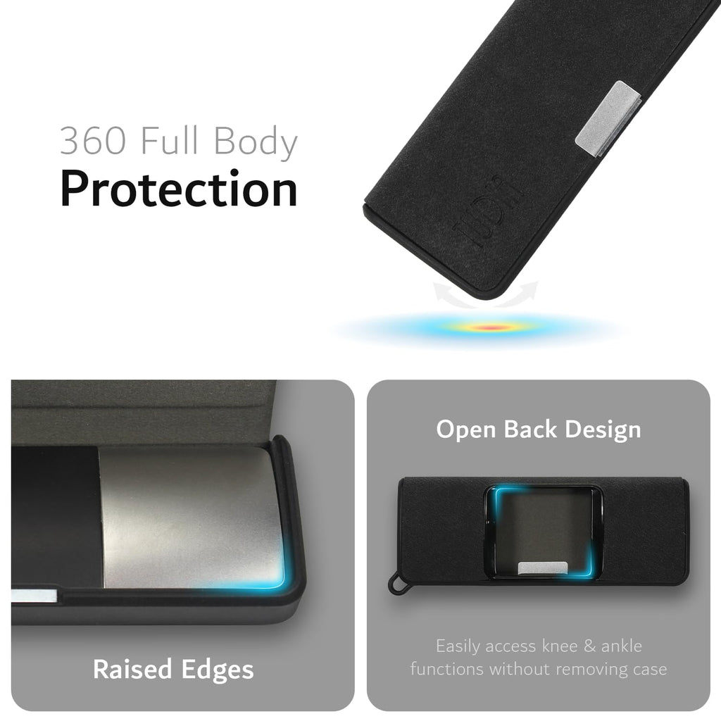 TUDIA Travel Leather Case Compatible with KardiaMobile 6L, Durable Leather Magnetic Closure with Key Holder Lightweight Slim Full Body Protective Carrying Case