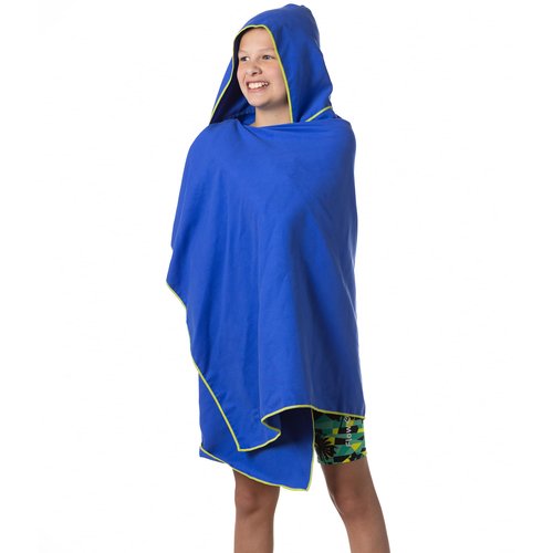 Flow Hydro Sport Towel - Microfiber Quick Dry Swimming Towels for Swim, Pool, Triathlon, and Other Water Sports in Medium, Large, Extra Large, and Hooded Sizes (Blue, Large w/Hood)