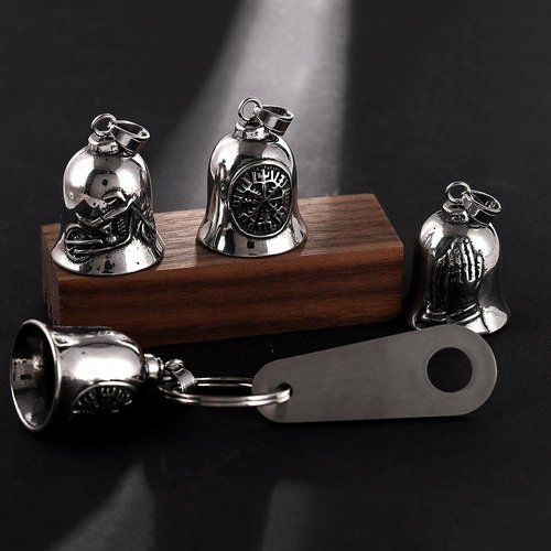 Praying Hand Motorcycle Ride Bell, Stainless Steel Guardian Motorcycle Angel Bell, Gremlin Bell Motorcycle Accessories Luck Charm