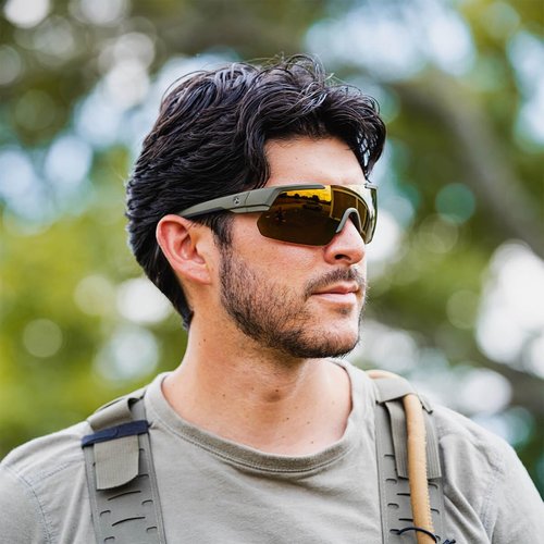 Magpul Defiant Tactical Glasses Sport Sunglasses for Men, Olive Drab Green Frame, Polarized Bronze Lens with Gold Mirror