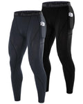Roadbox Mens Compression Pants with Pockets, 1 or 2 Pack Athletic Running Leggings Baselayer, Lightweight Tights for Gym Basketball Yoga Cycling