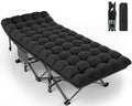 ZENPETIO Camping Cot for Adults, Heavy-Duty Portable Cot Bed with Mattress, Foldable Padded Sleeping Cots for Camping Travel Tent Day Bed Outdoor & Home Guest, Max Load 500 LBS, 75x28x15”