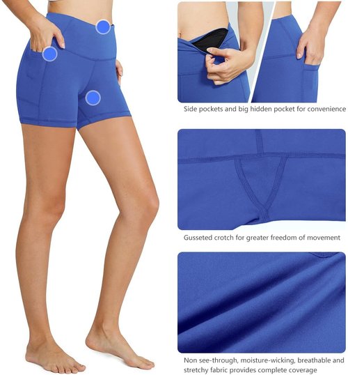 Baleaf Women's High Waist Biker Shorts - 8"/5"/3" Spandex Workout Shorts with Pockets for Yoga & Gym