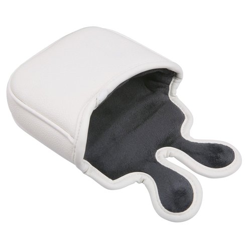 Golf Club Center Shaft Square Mallet Putter Head Cover Soft Leather with Embroidery Magnetic Closure (White)