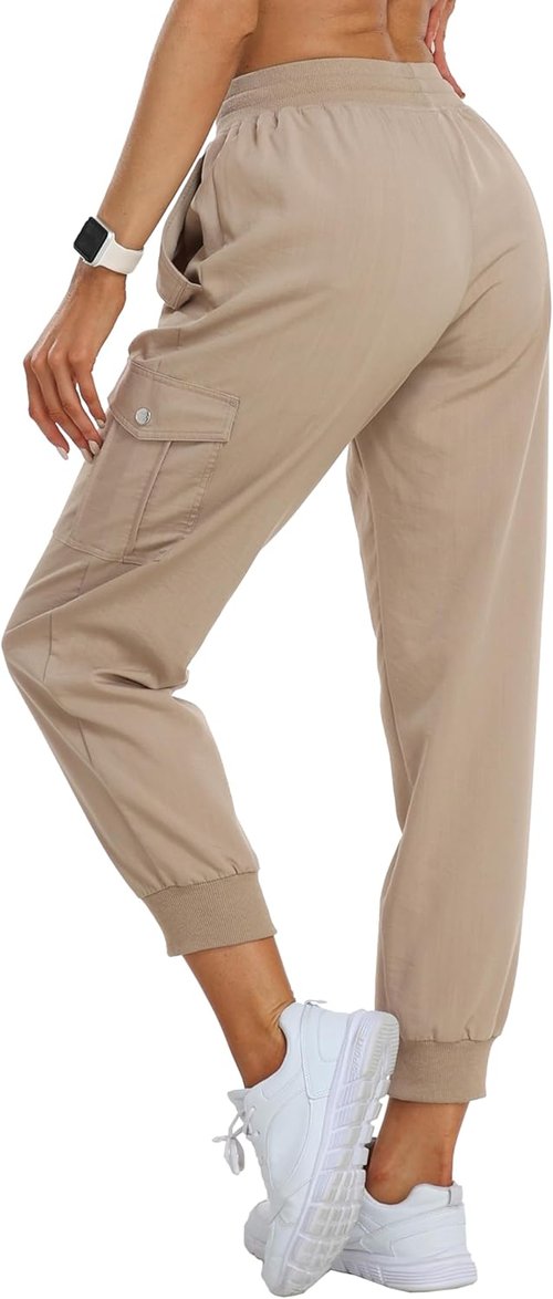MoFiz Women's Cargo Pants - Lightweight Athletic Joggers for Hiking & Travel | Elastic Waist with Pockets