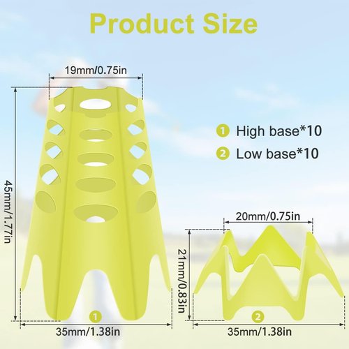 FAMIWIN Golf Tees, Plastic Golf Simulator Tees for Outdoor Indoor Home Practice Training Use, Pack of 10pcs Tall & 10pcs Small Golf Mat Tees for Winter Turf Driving Range Practicing (40PCS Yellow)