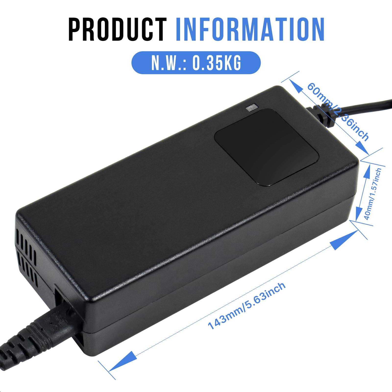 YZPOWER 24V 4A Lead Acid Battery Charger 3-Pin Male XLR Connector for 24 Volt GLE AGM Lead Battery,24v Power Charger Adapter with Display and Built-in Fan