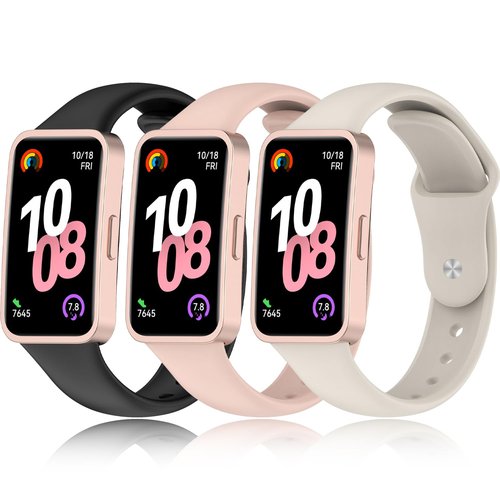 Z.DuDuZAZA Super Soft Bands Compatible for Huawei Band 8 9 10 Straps Replacement Perfectly for Huawei Band8/9/10 Wristband Change with Metal Connecting Adapters (black,starlight,pink)