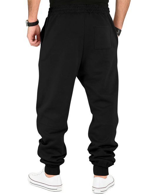 TAFLE Men's Fleece Sweatpants Warm Winter Pants Athletic Drawstring Jogger Pants with Pockets Black