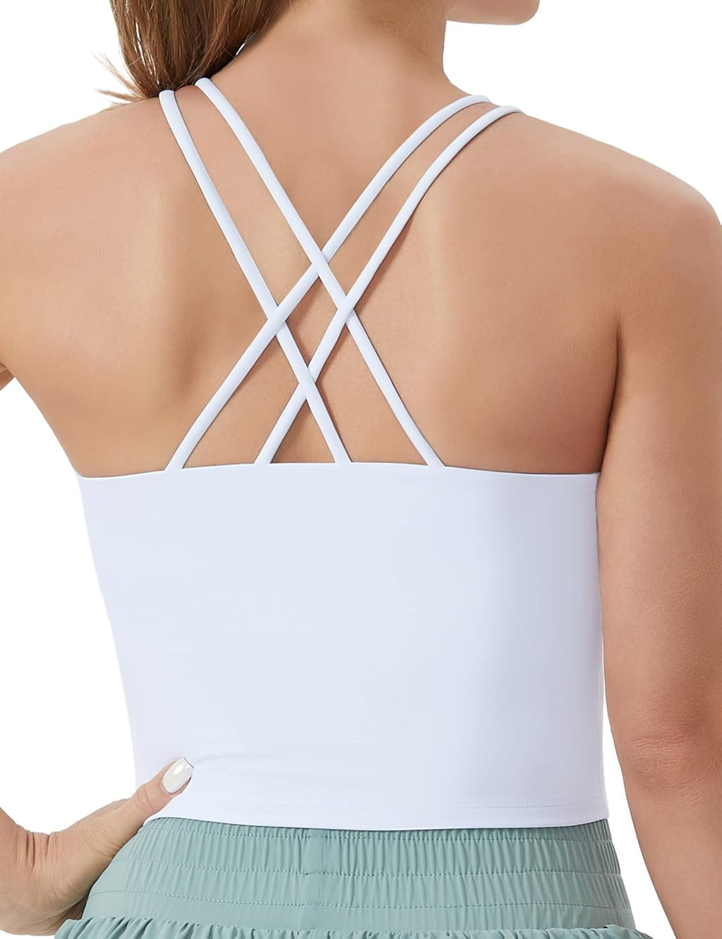 The Gym People Women's Cross Back Sports Bra - Halter Neck Workout Crop Top with Removable Pads