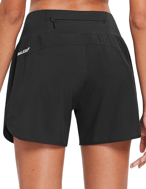 Baleaf Women's 5" Workout Shorts - High Waist Athletic Running Shorts with Quick-Dry Fabric & Zipper Pockets