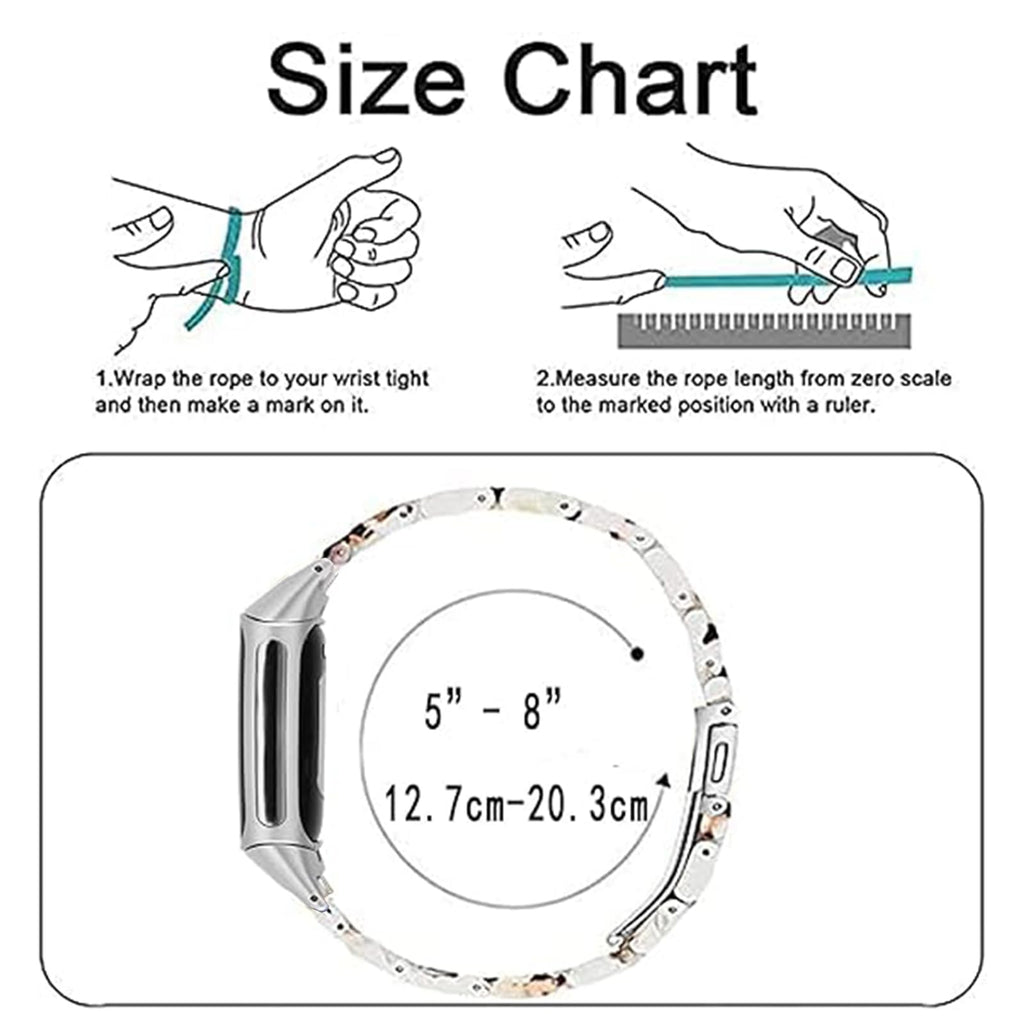 Omter Resin Band Compatible with Fitbit Charge 6 5,for Women Men Replacement Adjustable Wirstband Strap Bracelet (Nought White)