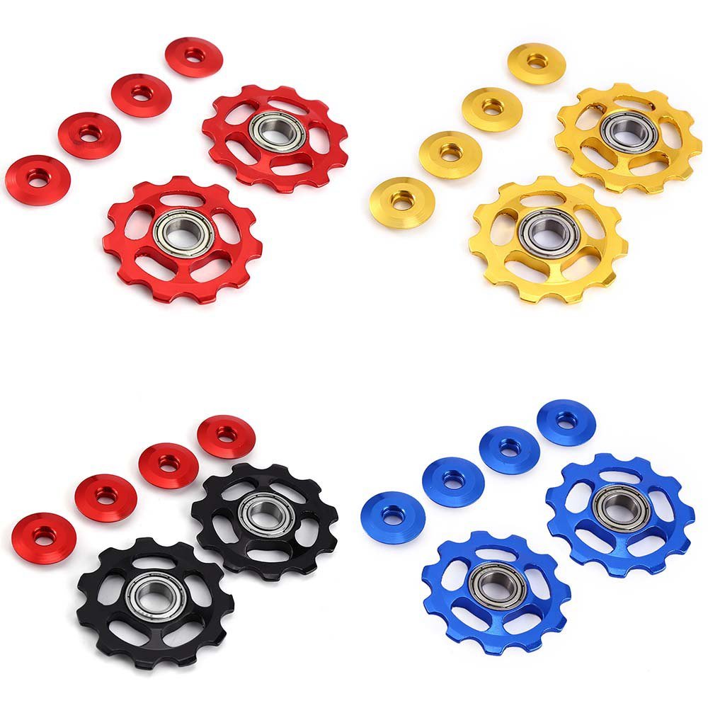 Stylrtop 2 pcs Bike 11T Aluminum Sealed Bearing Jockey Wheel Rear Derailleur Pulleys Fit Shimano SRAM (Blue)