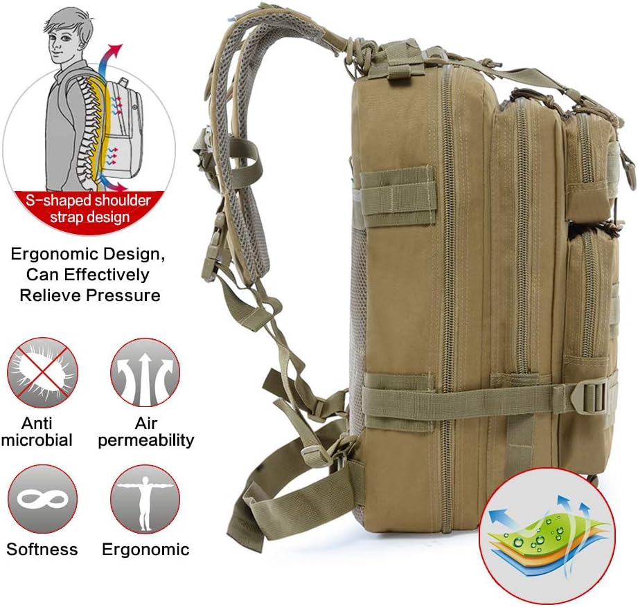 ROARING FIRE Tactical Assault Backpack - 30L Military Rucksack for EDC, Camping & Hiking