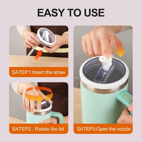 2 Pcs 40oz Tumbler Flip Straw Lid Replacement for Stanley 40oz Cup Lid Cup Accessory,Leak Proof Cup Top Lids for Stanley Quencher H2.0,Reusable Spill Proof Tumbler Lid Cover