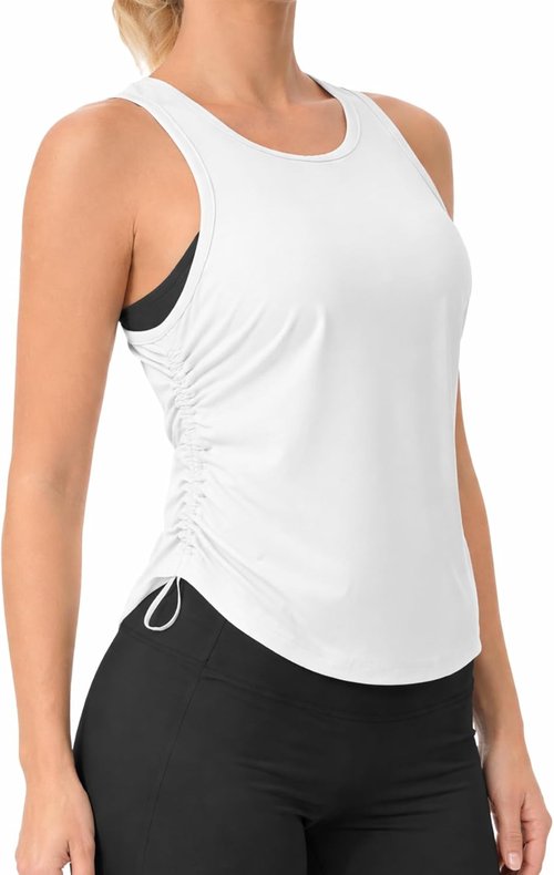 Liuetssroy Workout Tank Tops for Women - Side Ruched Racerback Design | Sleeveless Athletic Fit