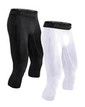 Roadbox Mens 3/4 Compression Pants, Athletic Running Legging Tights, Spandex Base Layer Workout Baseketball Gym
