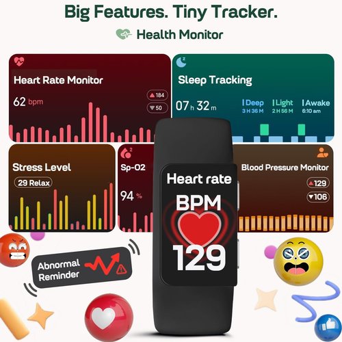 FITVII Slim Fitness Tracker - 24/7 Heart Rate, Blood Pressure & Oxygen Monitor | IP68 Waterproof Smart Watch for Men & Women