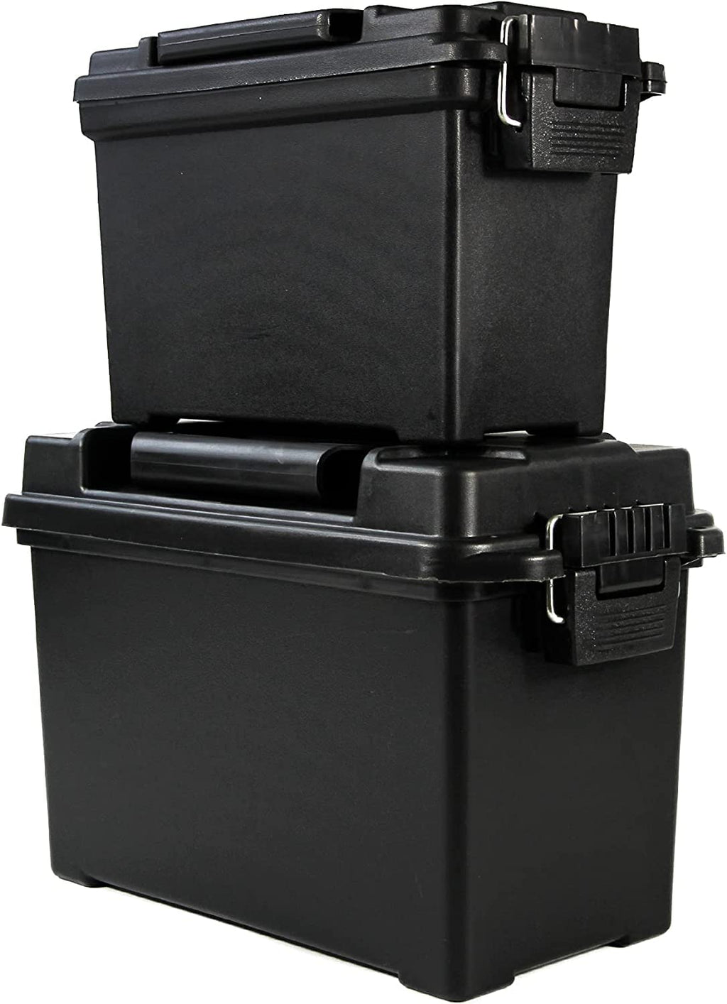 Volein 2-Pack Plastic Ammo Cans 30 & 50 Cal - Shotgun Rifle Pistol Gun Ammo Storage Box Tactical Military Army Holder, Black
