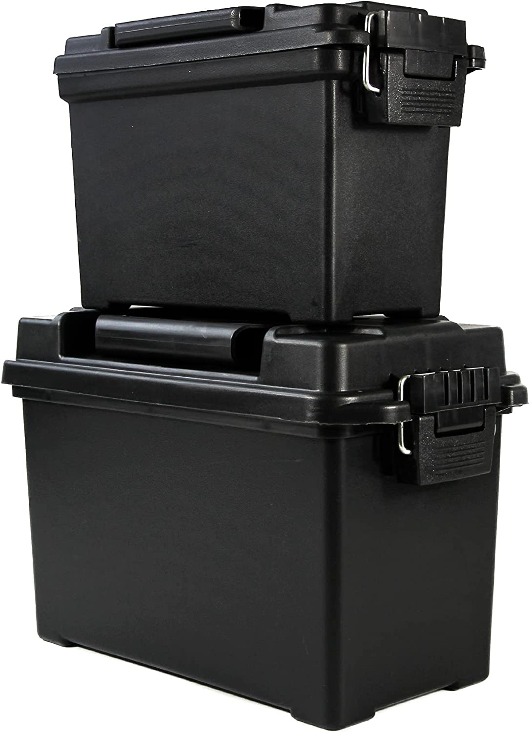 Volein 2-Pack Plastic Ammo Cans 30 & 50 Cal - Shotgun Rifle Pistol Gun Ammo Storage Box Tactical Military Army Holder, Black