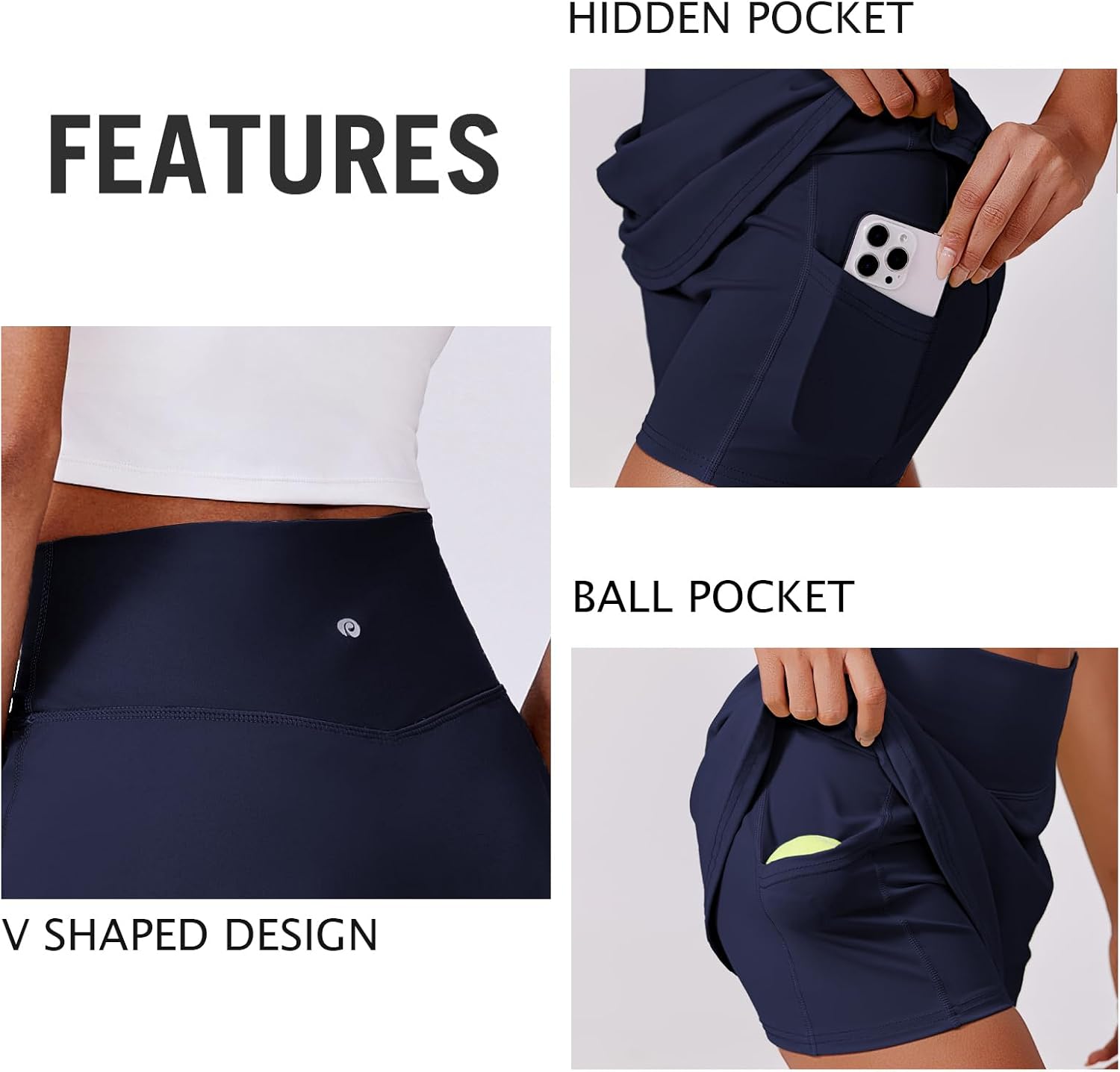 PINSPARK Women's Tennis Skirt - High Waisted Golf Skort with 2 Pockets | Stretchy Athletic Design for Workouts