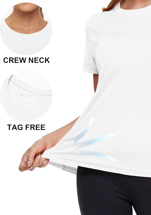 MAGCOMSEN Women's Athletic Workout Tops - UPF 50+ Quick-Dry Short Sleeve Rash Guard