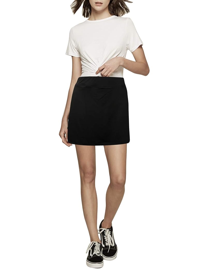 Oyamiki Women's Active Skort - Lightweight Tennis Golf Running Shorts (Black, Medium)