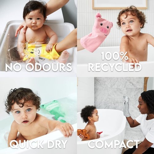 Dock & Bay Customized Baby Towel - Hooded Bath Towel with Embroidery | Quick Dry, Super Absorbent - Parker Pig - Small