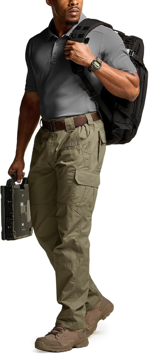 CQR Men's Tactical Pants - Lightweight Water Resistant Ripstop Cargo for Hiking & Outdoor Use