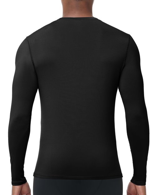RIKUAOU Men's Thermal Compression Shirts, Long Sleeve Fleece Lined Base Layer, Cold Weather Gear Athletic Undershirt Top Black