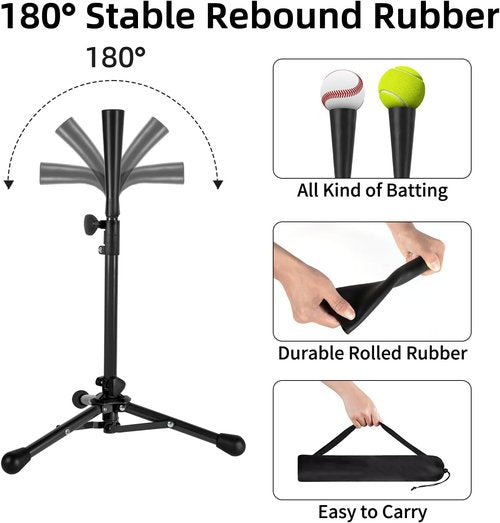 Kids Baseball Tee by Tanner | Portable Batting Tee with Carry Bag - Adjustable 20.87 to 31.29 Inches for Ages 3-8
