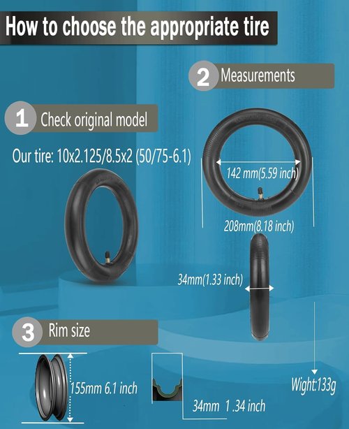 GYL 50/75-6.1 Scooter Tire Tube, 8.5 Inches Inner Tube Replacement for Gotrax GXL V2 XR Apex XL Hiboy S2 MAX Xiaomi M365 Pro 2 Hover-1 Electric Scooter, 8.5 x2 Pneumatic Front Rear Wheel 1Pcs