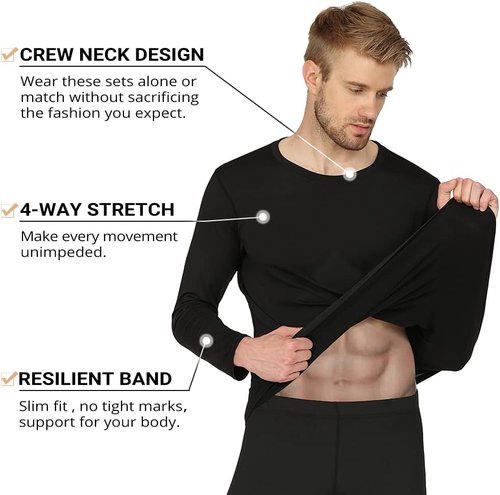 HEROBIKER Thermal Long Johns | Men's Fleece Lined Winter Underwear Set for Skiing & Hunting