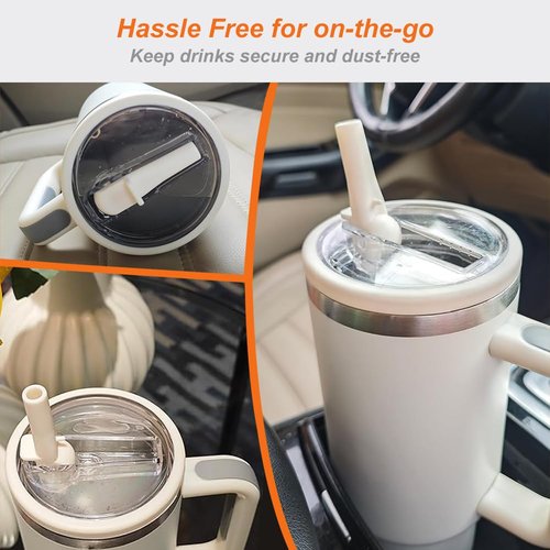 2-Pack Leak Proof Lid Replacement 40 oz, Only Fit for Stanley Quencher H2.0 Tumbler, Reusable Flip Straw Lid Top Cover for Stanley 40oz Cup Accessories, Replacement of Leaking Original Lids, Black