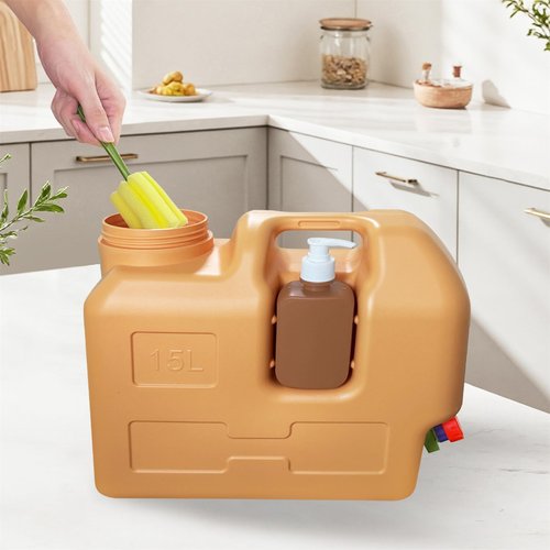 UXPEYIC 4 Gallon Water Container with Spigot, Portable Water Jug with Hand Sanitizer Bottle, No Leakage Camping Bucket, BPA Free Emergency Water Storage Tank for Camping, Outdoor Hiking, Picnic