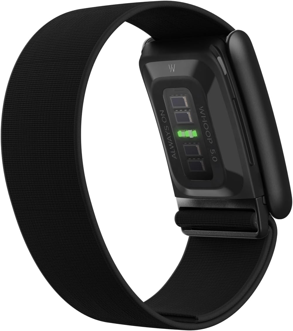 WHOOP 5.0 Health & Fitness Wearable Bundle - 12-Month Membership, CoreKnit Wristband & Battery Pack - Jet Black Activity Tracker with Sleep & Recovery Insights