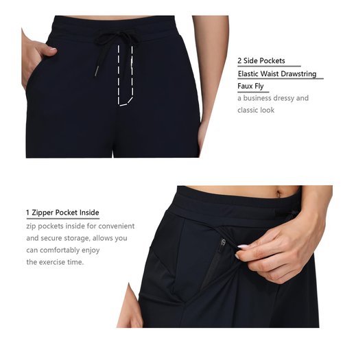Dress Golf Pants Women Workout Athletic Track Sweatpants High Waisted with Pockets Lightweight Work Travel Petite Comfy Stretch Lounge Casual Joggers Yoga Leggings Trendy Clothes Outfits 27" Black S