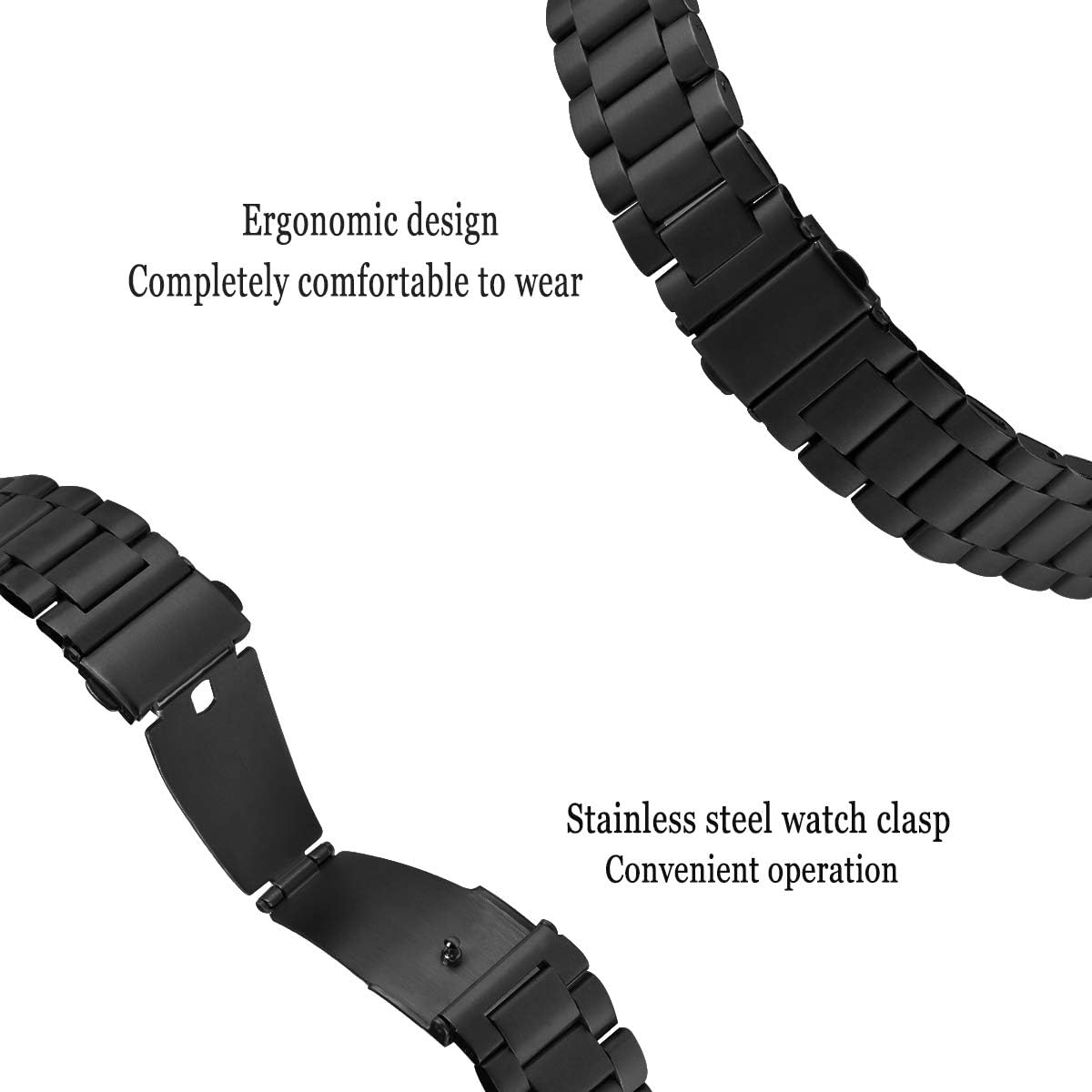 RuenTech Metal Band - Adjustable Stainless Steel Replacement Strap for FITVII HM57 Smart Watch