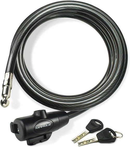 MARQUE Bike Lock with Key - Durable 3/8” Straight Cable Lock for Bicycles, Scooters & More | 4Ft, 7Ft, 15Ft, 25Ft