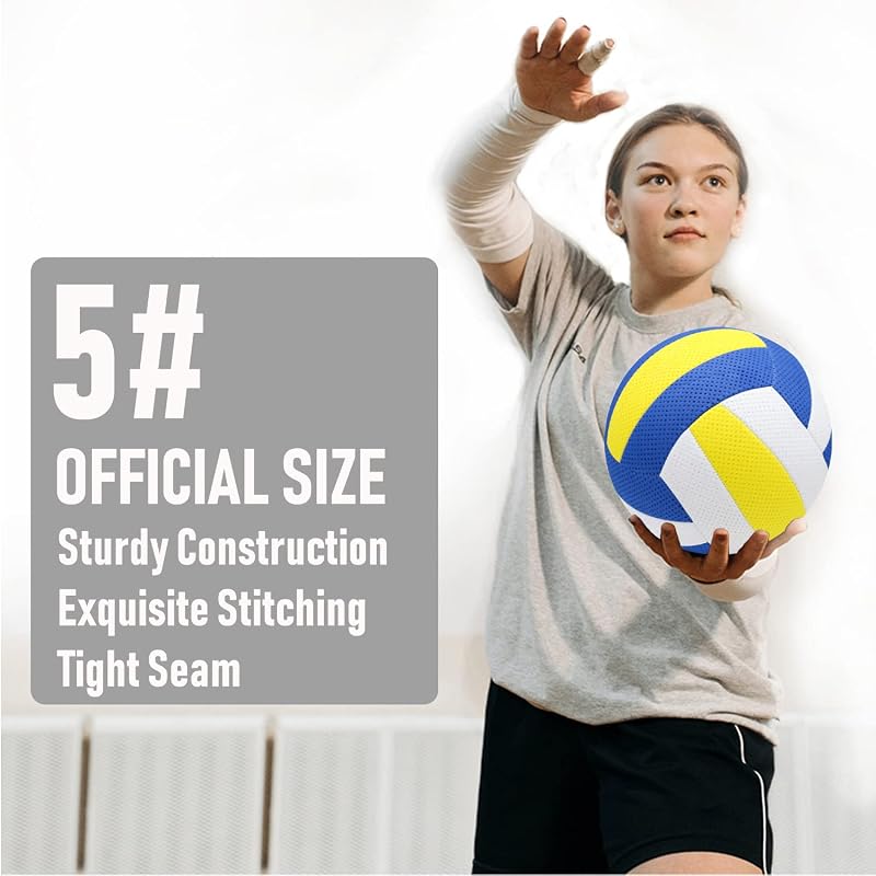 Volleyballs 6 Pack Official Size 5 with Pump & Net Bag - Composite Leather Indoor/Outdoor
