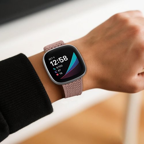 Zspoly Braided Bands Compatible with Fitbit Versa 2 Bands for Women/Versa/Lite/SE Band, Magnetic Clasp Elastic Fabric Sport Nylon Smartwatch Band for Fitbit Versa2/1/Lite/SE for Women Men