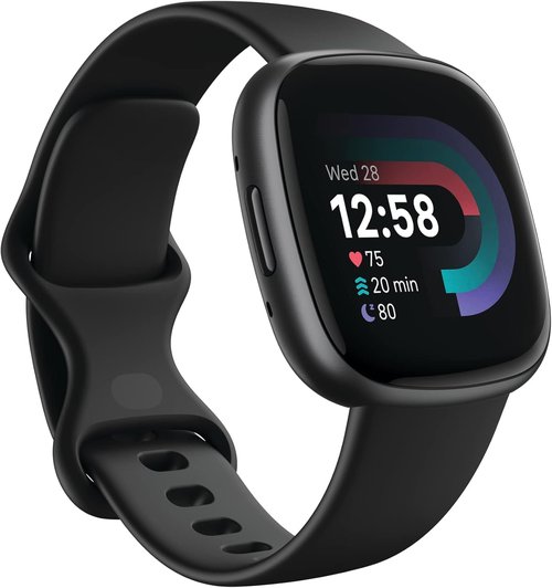 Fitbit Versa 4 Fitness Smartwatch - Daily Readiness, GPS, 24/7 Heart Rate, Black/Graphite, One Size (S & L Bands Included)