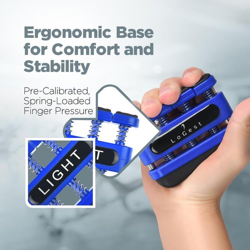 Finger Strengthener - Finger Exerciser for Forearm and Hand Strengthener - Hand Grip Workout Equipment for Musician, Rock Climbing and Therapy (4 Pack - Blue Black Red Green)